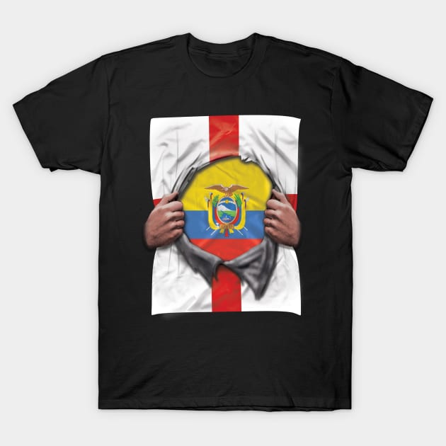 Ecuador Flag English Flag Ripped - Gift for Ecuadorian From Ecuador T-Shirt by Country Flags